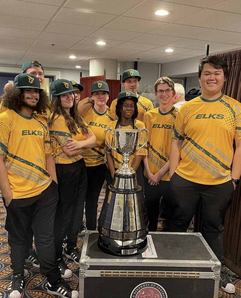 2022 drumline in front of grey Cup